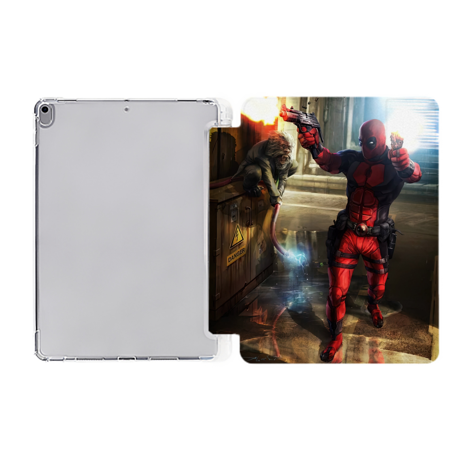 （画像用） Deadpool デッドプール IPad ケース ペン収納付き 三つ折りスタンド PUレザー×シリコン 対応機種9.5/10.5/10.9インチ